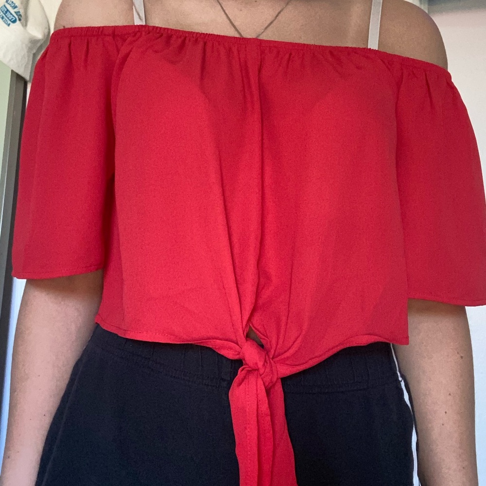 Red crop top
